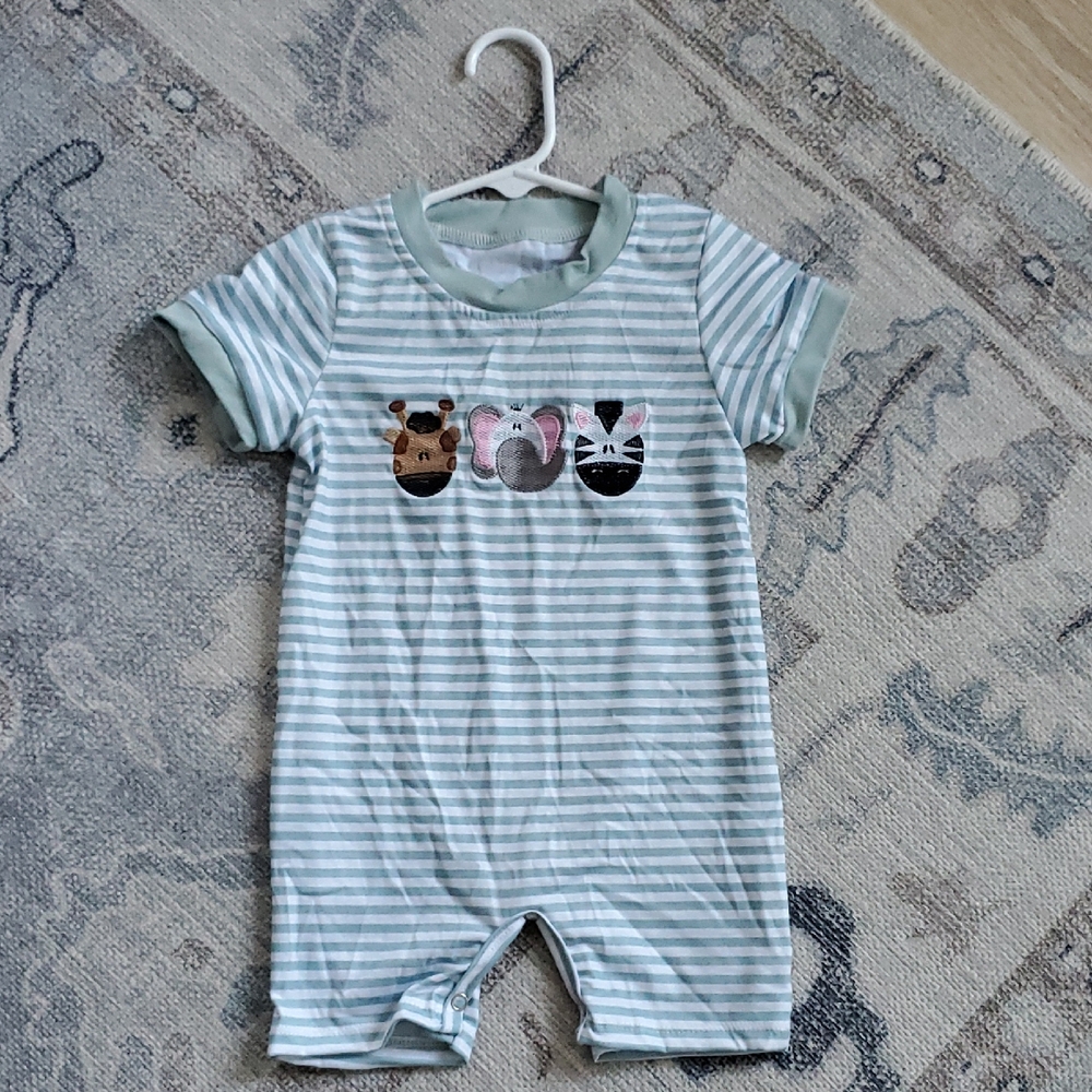 Baby Boy Zoo Safari Animal Romper Outfit Sz12-18m